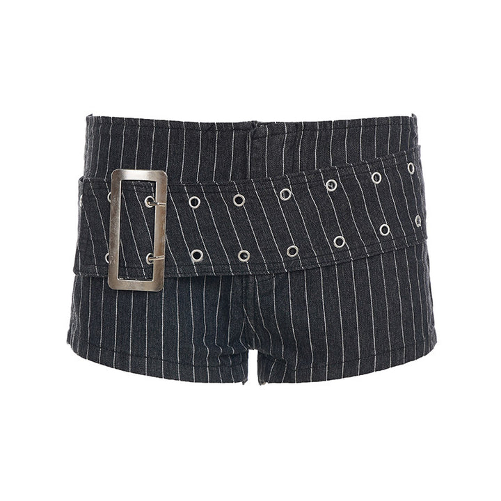 Damen modische Shorts mit hochwertigem Gürtel und Nieten-Details Echo Archiv