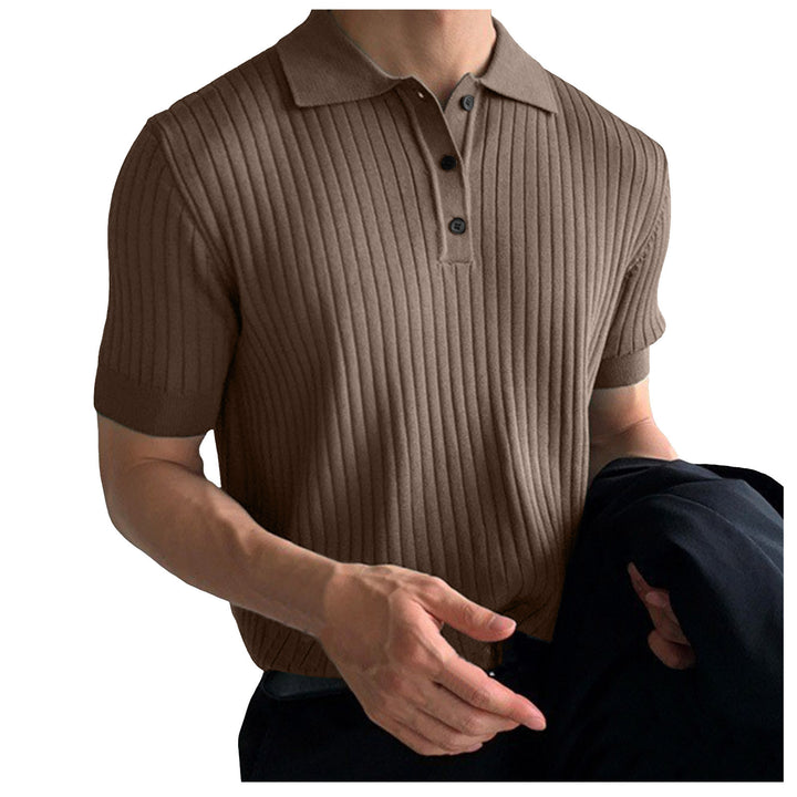 Herren nan schmal geschnittenes geripptes Poloshirt aus Feinstrick mit Kurzarm und Polokragen Echo Archiv