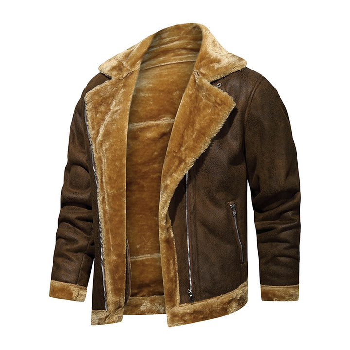 Herren Lammfellimitat-Fliegerjacke mit kuscheligem Kunstfellfutter Echoarchiv