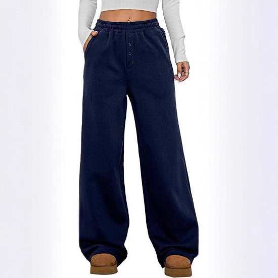 Damen Hochtaillierte Fleece-Loungehose mit weitem Bein Echo Archiv