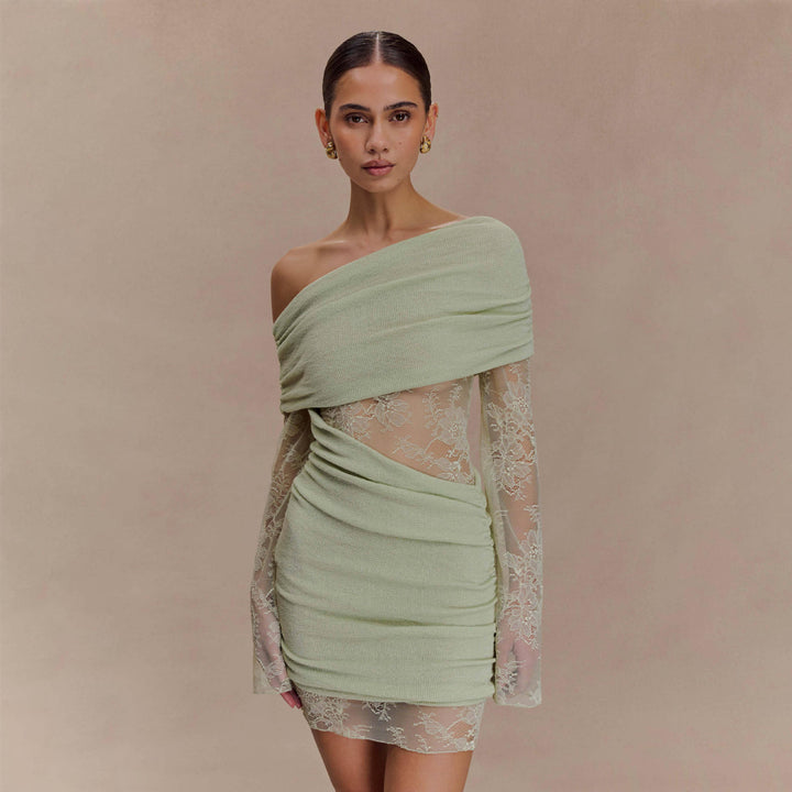 Damen elegantes Minikleid mit Spitzenärmeln Echo Archiv