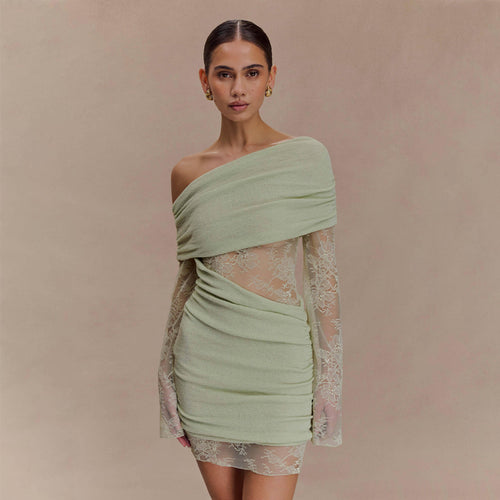 Damen elegantes Minikleid mit Spitzenärmeln Echo Archiv