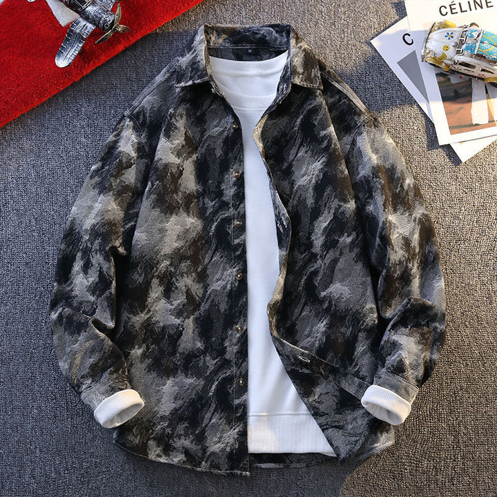 Herren lässige Denim-Hemdjacke im modernen Camouflage-Design Echoarchiv