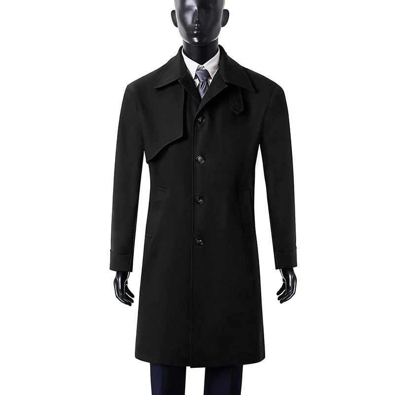 Herren midilanger Oversize-Kurzmantel mit durchgehender Knopfleiste und feinem Innenfutter Echoarchiv