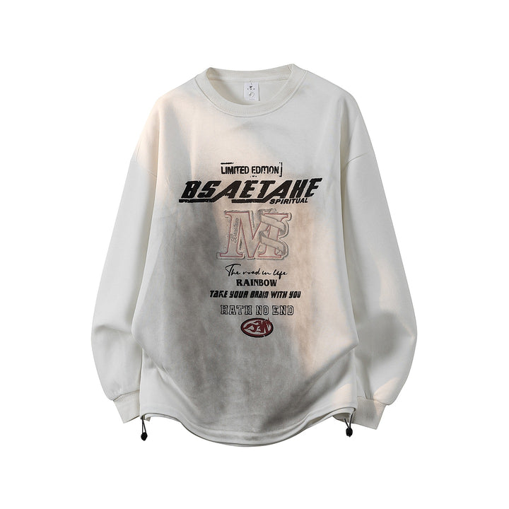 Herren Oversize Sweatshirt mit Allover-Print, Rundhalsausschnitt & Tunnelzugsaum Echoarchiv