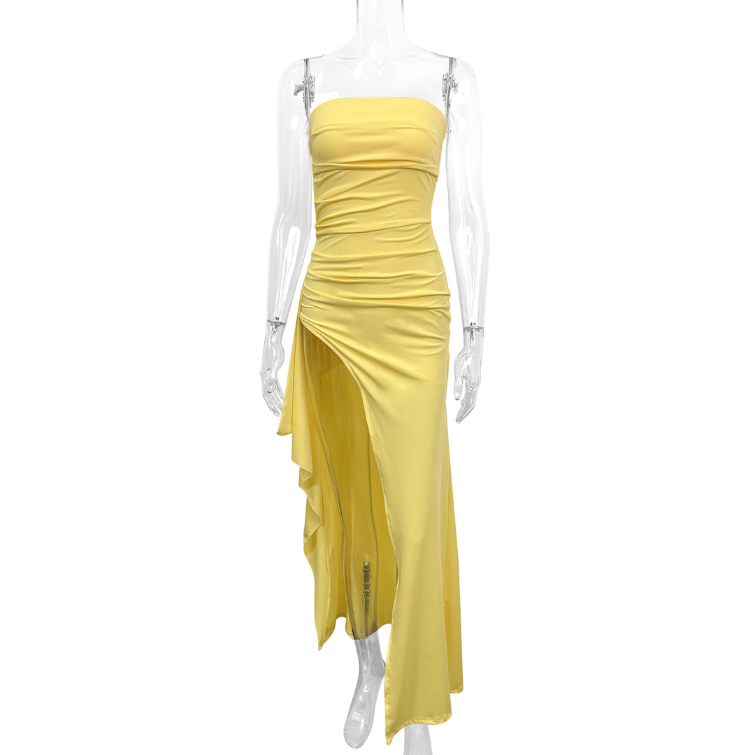 Damen Elegantes trägerloses Abendkleid mit asymmetrischem Schlitz Echo Archiv