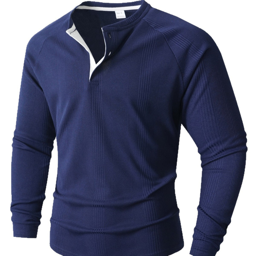 Herren Langarm Henley-Shirt mit strukturierter Oberfläche Echoarchiv