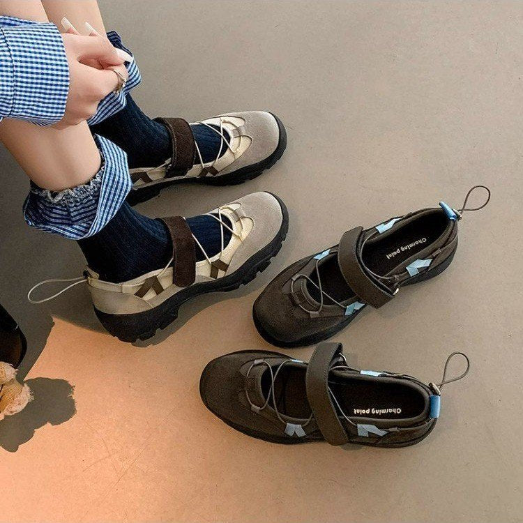 Damen Sportliche Ballerinas mit verstellbarem Riemen und rutschfester Sohle Echoarchiv