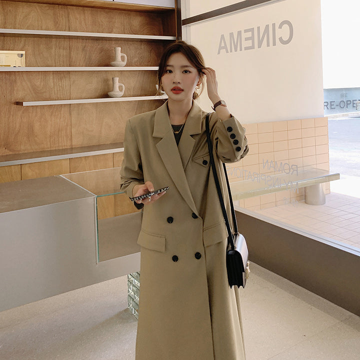 Damen Doppelreihiger Oversize-Trenchcoat mit kastiger Silhouette und verlängertem Schnitt – Montévia