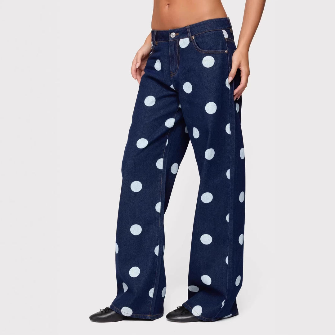 Damen Polka-Dot Denim-Set mit lässiger Schnittführung und angesagten Details Echo Archiv