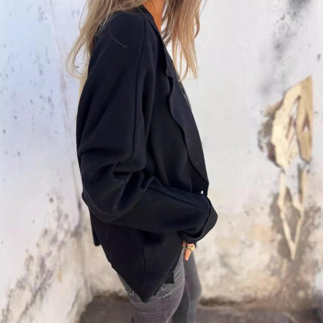 Damen Lässiger Oversize-Blazer mit praktischen Taschen und Knopfverschluss Echoarchiv