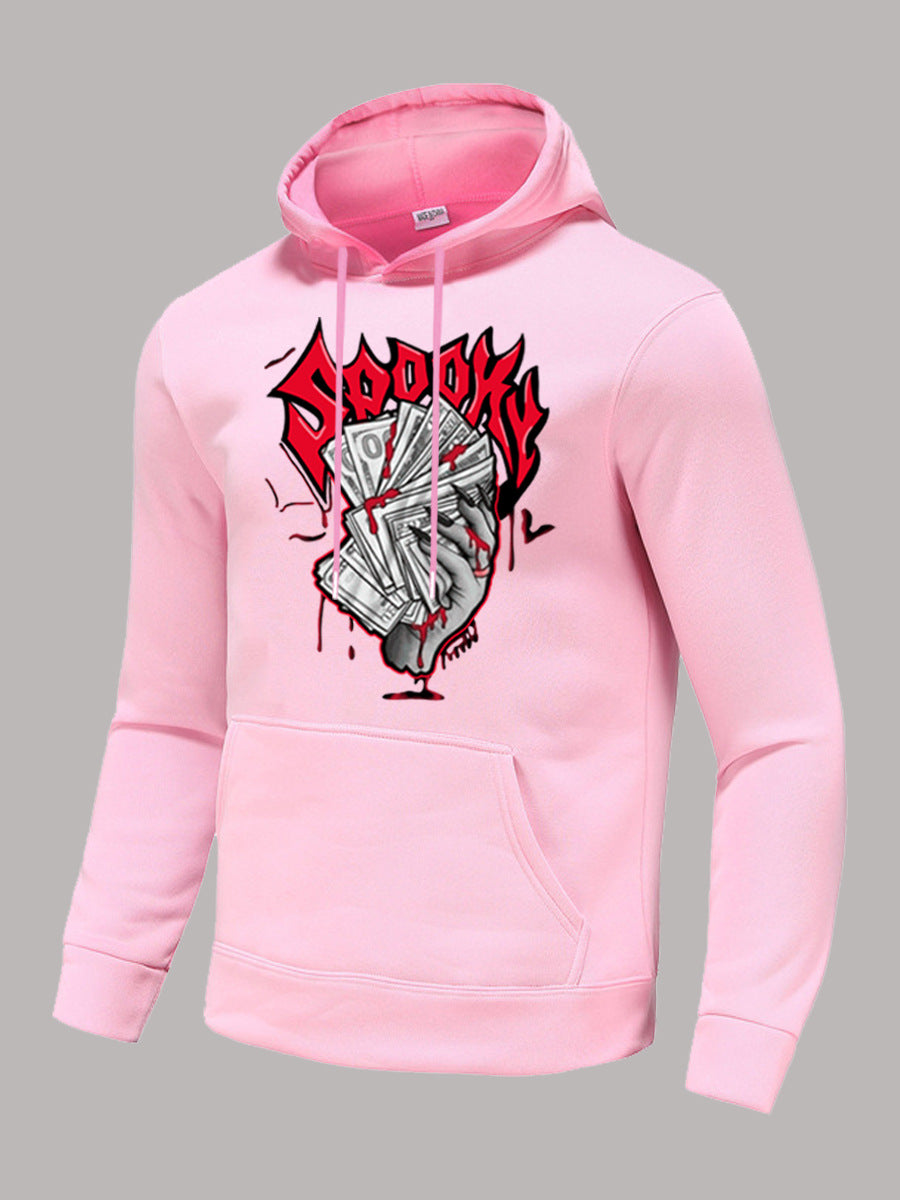 Herren Hoodie mit auffälligem Grafikerdruck und bequemen Kängurutaschen Echoarchiv
