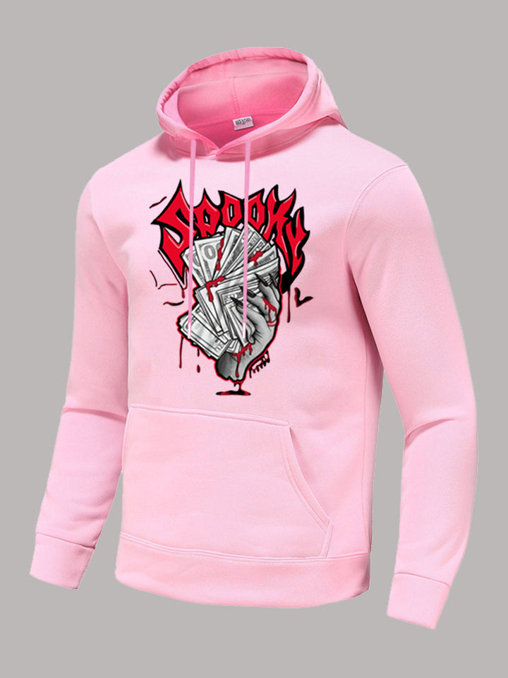 Herren Hoodie mit auffälligem Grafikerdruck und bequemen Kängurutaschen Echoarchiv