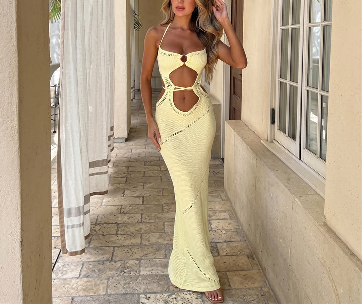 Damen gehäkeltes Cut-Out Maxikleid Echo Archiv