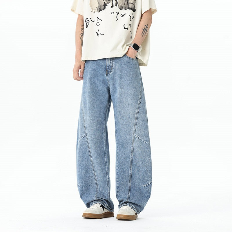 Herren Extraweite Baggy-Jeans mit tiefem Schritt und markanten Kontrastnähten Echo Archiv