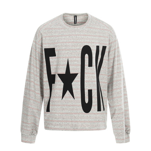 Damen Gestreiftes Oversize-Sweatshirt mit großflächigem Typo-Print und Rundhalsausschnitt Echoarchiv