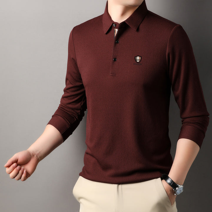 Herren elegantes Langarm Poloshirt mit strukturiertem Material und sportlichem Design Echoarchiv