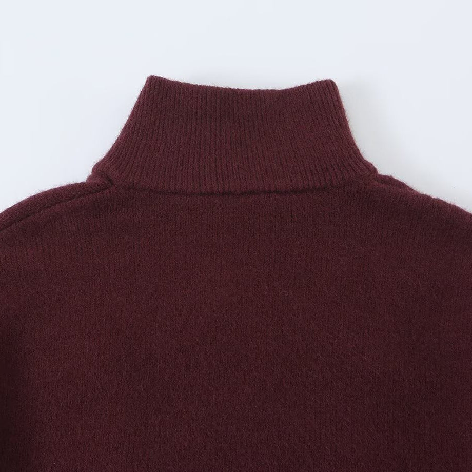 Damen Strickjacke mit Stehkragen, Reißverschluss und dekorativen Knotenblenden Echoarchiv