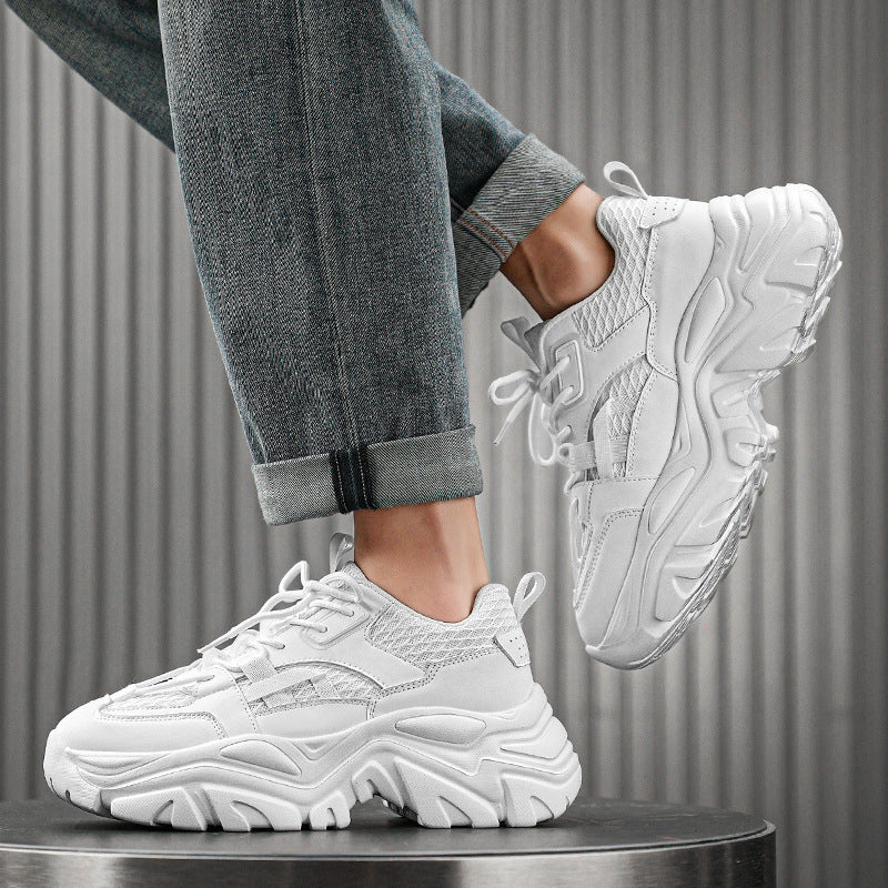 Damen Modische Plateau-Chunky-Sneaker mit strukturiertem Mesh-Overlayer und robuster Profilsohle Echoarchiv
