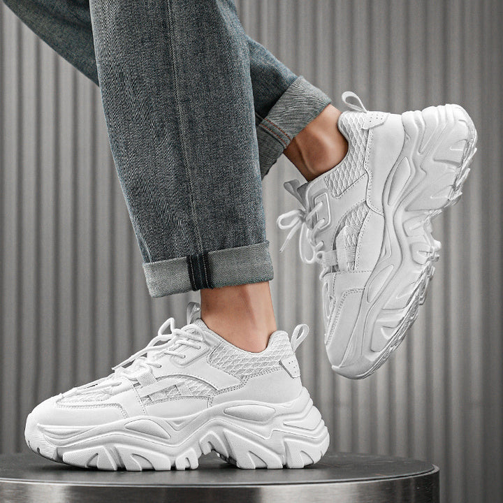 Damen Modische Plateau-Chunky-Sneaker mit strukturiertem Mesh-Overlayer und robuster Profilsohle Echoarchiv