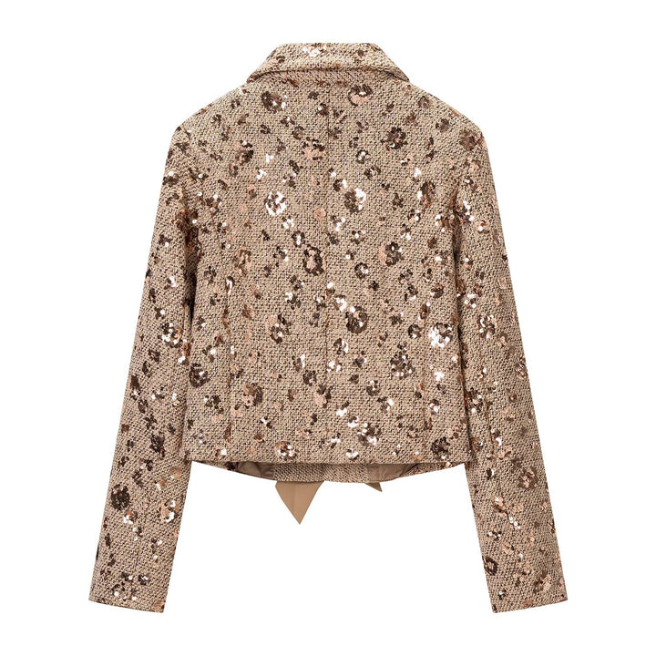 Damen Pailletten-Tweedjacke mit dekorativem Schleifenverschluss Echo Archiv