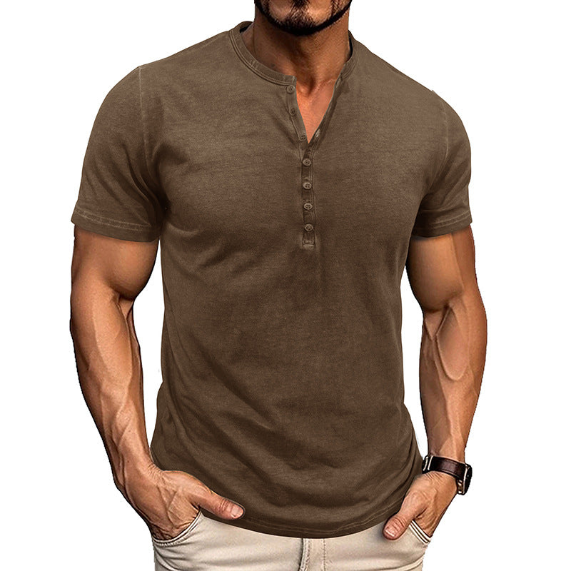 Herren Kurzarmshirt mit modischem Henley-Ausschnitt Echoarchiv