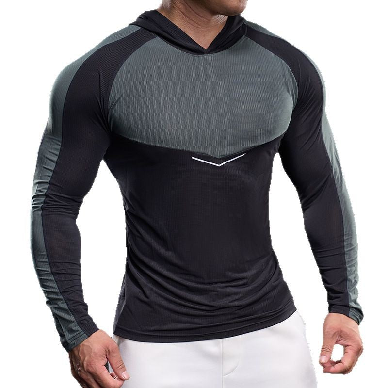 Herren sportliches Langarm-Funktionsshirt mit Kapuze und atmungsaktivem Design Echoarchiv
