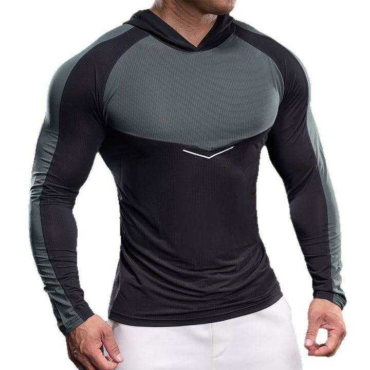 Herren sportliches Langarm-Funktionsshirt mit Kapuze und atmungsaktivem Design Echoarchiv