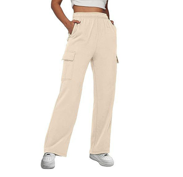 Damen nan lässige Cargo-Freizeithose mit weitem Bein elastischem Bund und aufgesetzten Taschen Echo Archiv