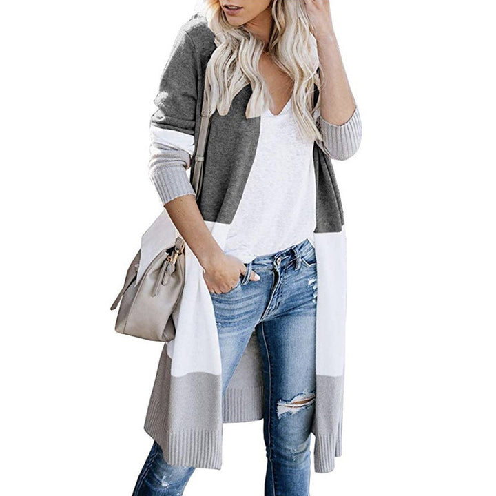 Damen Longline-Cardigan mit Colorblock-Design, offener Front und Rippsaum Echo Archiv