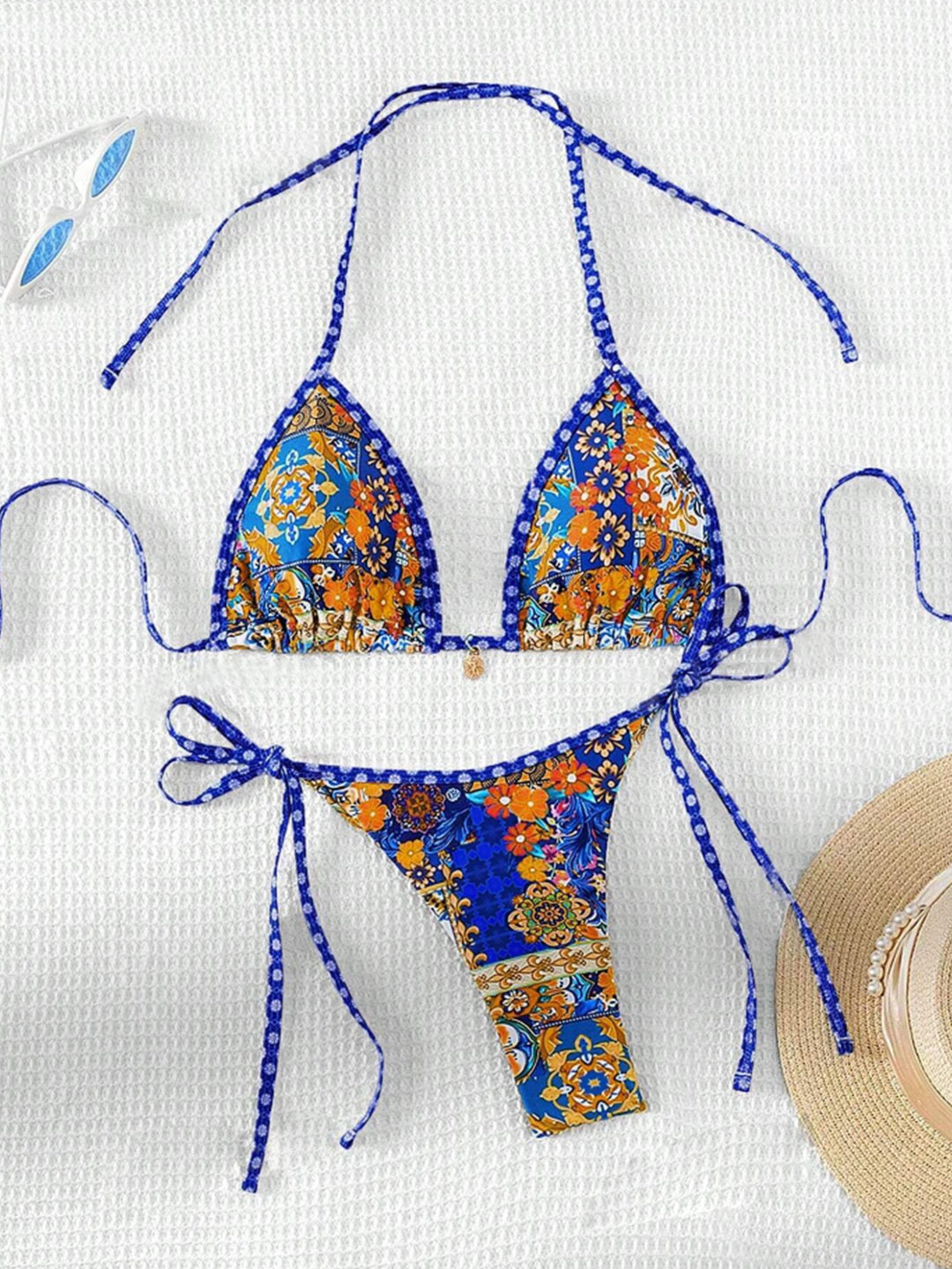 Damen Triangel-Bikini mit floralem Design und verstellbaren Bändern Echo Archiv