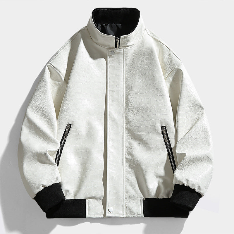 Herren lässige Kunstlederjacke mit Steppmuster Echoarchiv