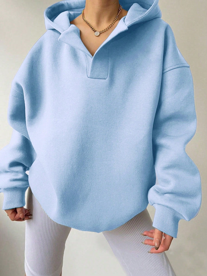 Damen Oversized Kapuzenpullover mit halbem Reißverschluss Echoarchiv