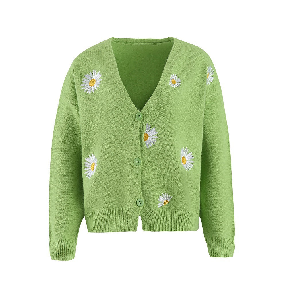 Damen Strickcardigan mit Gänseblümchen-Stickerei Echo Archiv