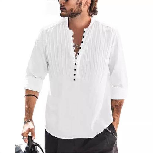 Herren Elegantes Button-Down Plisseehemd Echoarchiv