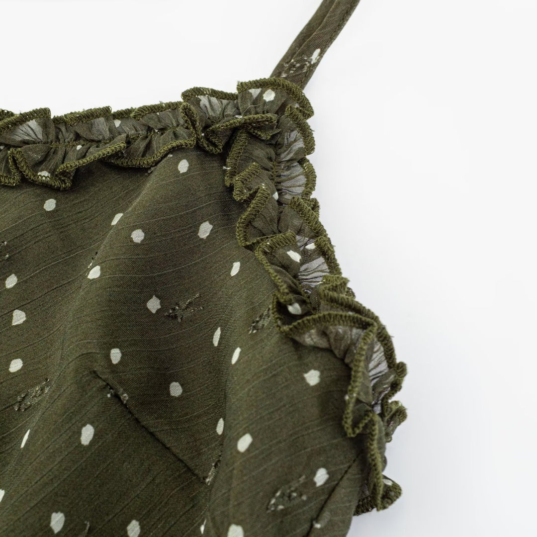 Damen Maxikleid mit zarten Spaghettiträgern und Punktmuster Echo Archiv
