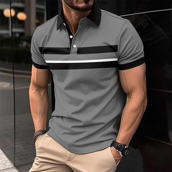 Herren Kurzarm Poloshirt mit modernen Streifen Echoarchiv