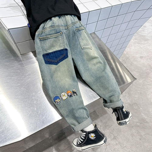 Jungen lässige Denim-Hose mit bunten Motiven Echo Archiv