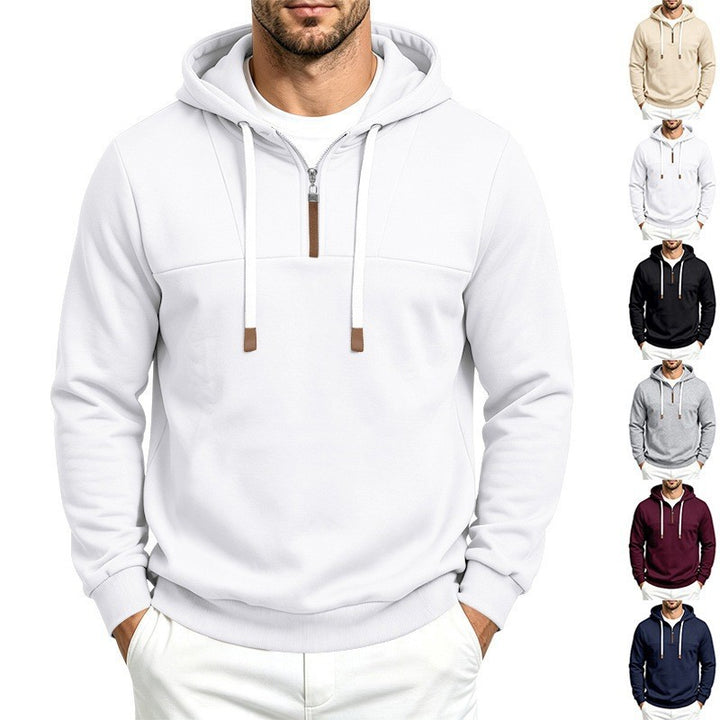 Herren Moderner Halbzip-Hoodie aus French Terry mit Zierriegel und Kordelzug Echoarchiv