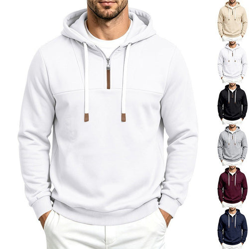 Herren Moderner Halbzip-Hoodie aus French Terry mit Zierriegel und Kordelzug Echoarchiv