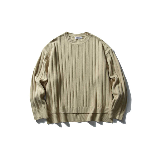 Unisex Grobgerippter Oversize-Pullover mit Rundhalsausschnitt Echoarchiv