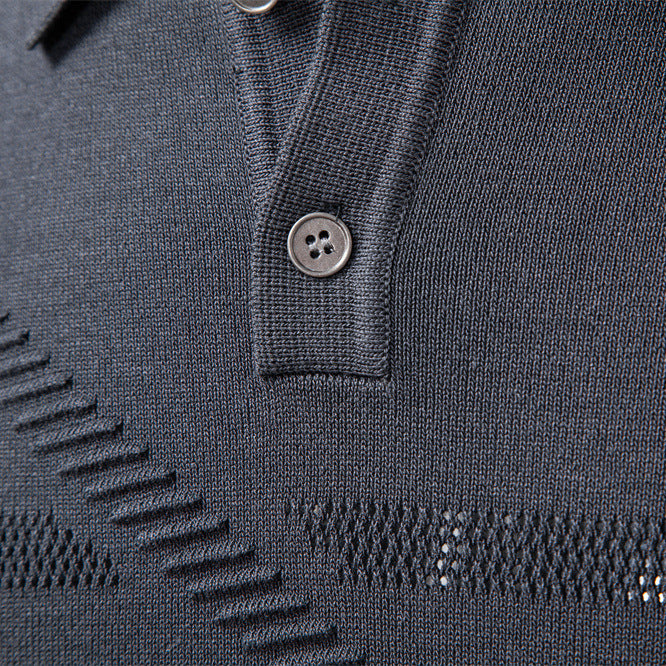 Herren Langarm Poloshirt mit modernem Strukturdesign Echoarchiv