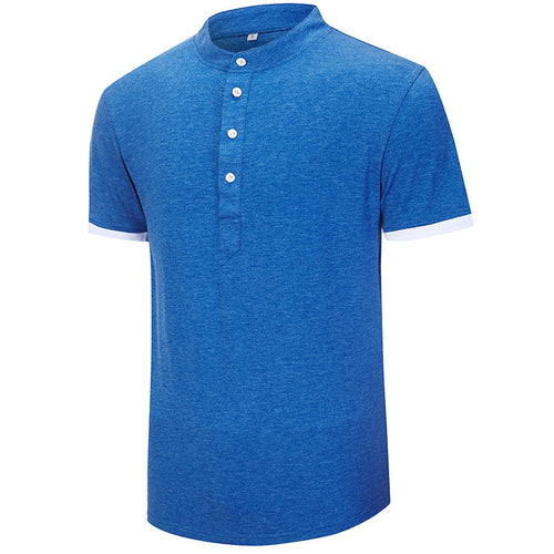 Herren Kurzarm-Henley-Shirt mit kontrastierendem Kragen und komfortabler Knopfleiste Echoarchiv