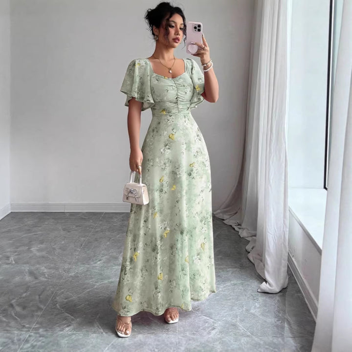 Damen Maxikleid mit fließendem Schnitt und romantischem Blumenmuster Echo Archiv