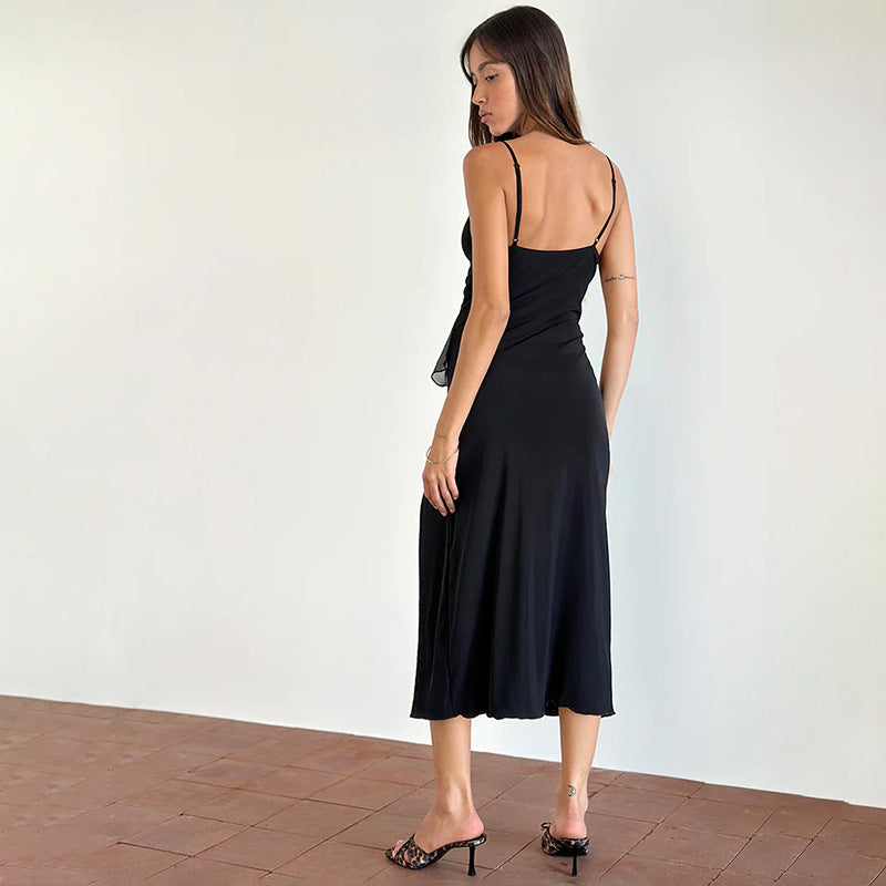 Damen elegantes Wickelkleid mit Rüschen und hohem Schlitz Echo Archiv