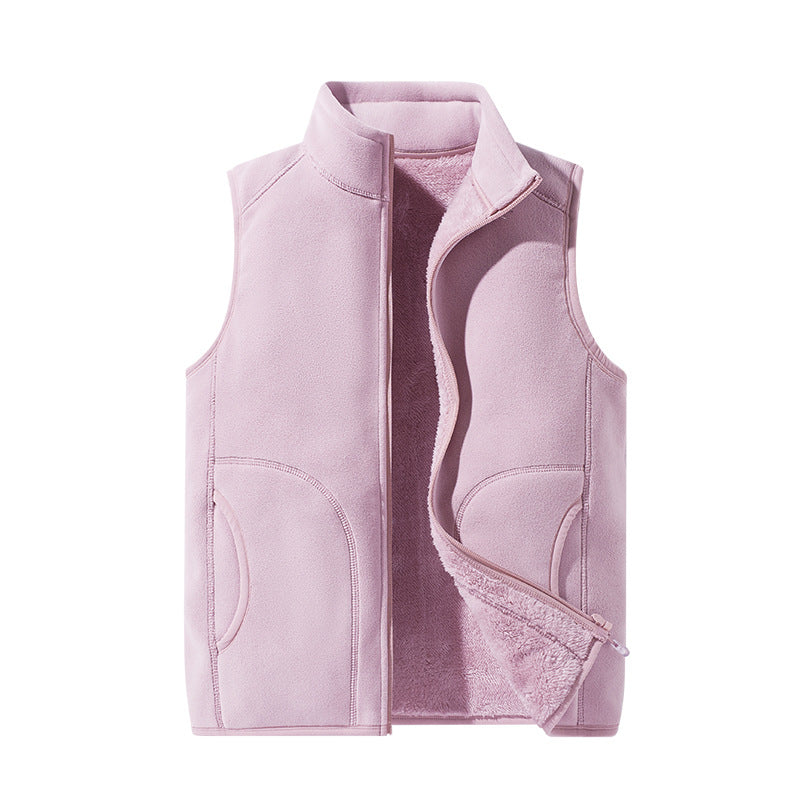 Leichte Mikrofleece-Weste für Damen mit voller Reißverschluss, hohem Kragen und weichem Teddy-Futter – Avérine