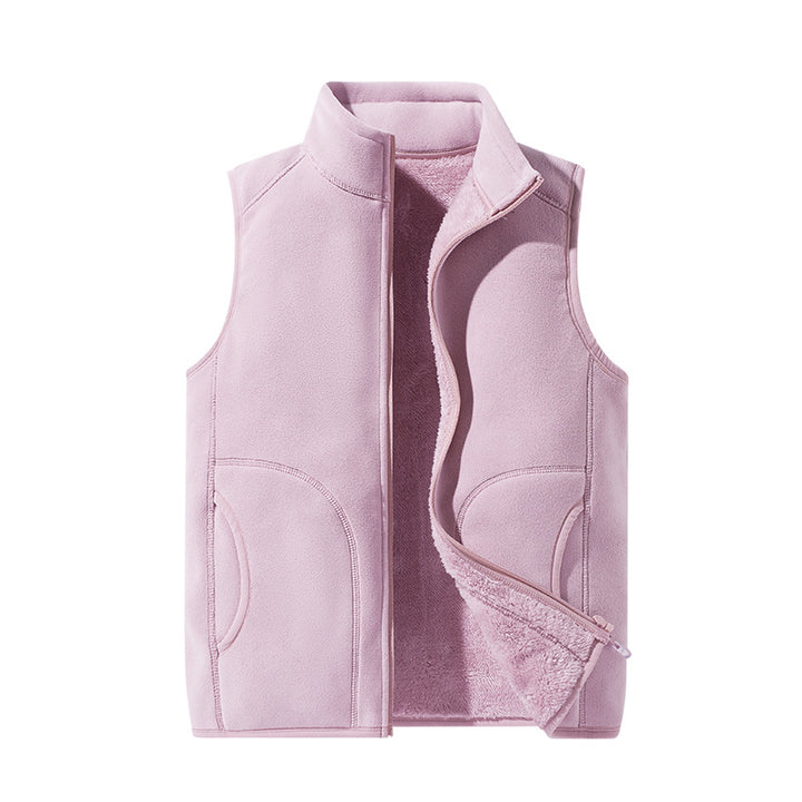 Leichte Mikrofleece-Weste für Damen mit voller Reißverschluss, hohem Kragen und weichem Teddy-Futter – Avérine