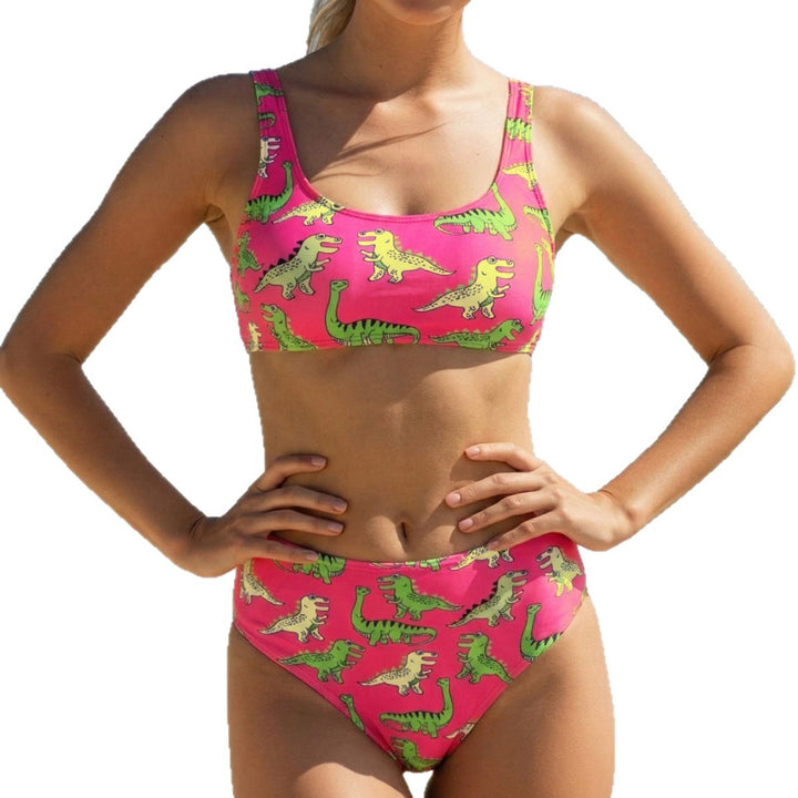 Damen Sport-Bikini mit verspieltem Dinosaurier-Muster Echo Archiv