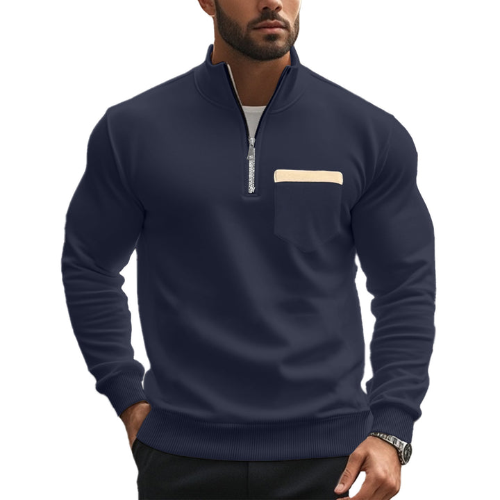 Herren sportlicher Pullover mit Reißverschluss und praktischer Brusttasche Echoarchiv