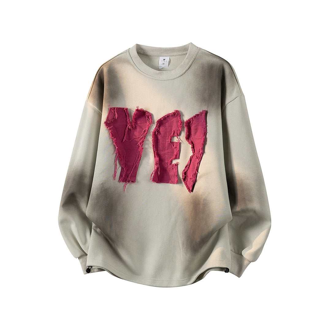 Damen Oversize-Sweatshirt mit gesticktem Schriftzug, abgerundetem Saum & überschnittener Schulter Echoarchiv